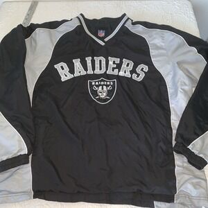 Vintage NFL AFC Oakland‎ Raiders Football Windbreaker Pullover Side Zipper Sz XL